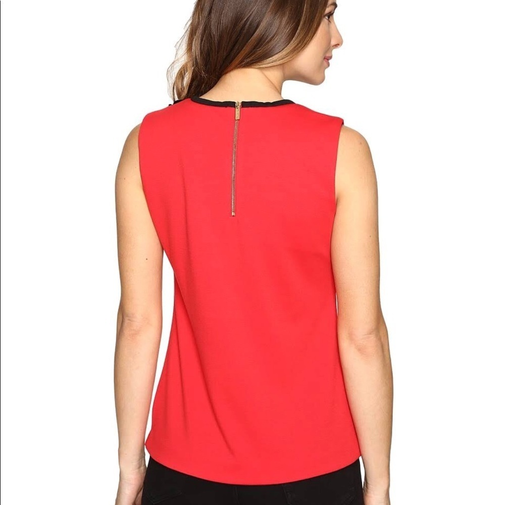 Calvin Klein women’s shell Appliqué red tank sleeveless blouse top size small - Picture 4 of 8